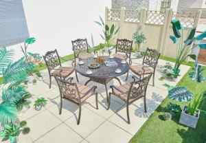 एल्यूमीनियम फर्नीचर उद्यान आँगन आउटडोर कास्ट एल्यूमीनियम दौर टेबल - Product Image 5