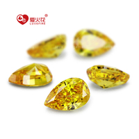 Zircone cubique synthétique 5A+ taillée en forme de poire, effet glace pilée, jaune doré, polie à la machine, pour pavage de bijoux
