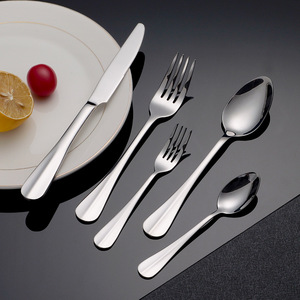 Vaisselle moderne en acier inoxydable 18/0, ensemble de couverts poli miroir, cuillère, fourchette, couteau pour restaurant, hôtel - Product Image 1