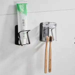 定制淋浴牙膏分配器牙刷杯架自粘墙刷牙架