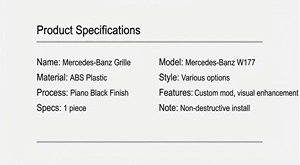Calandre avant verticale style W177 Classe A A200 A220, accessoires extérieurs de voiture, style noir pour W177 Classe A (2019-2022) - Product Image 6
