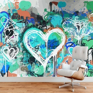 Decorazione a forma <span class=keywords><strong>di</strong></span> <span class=keywords><strong>cuore</strong></span> blu interno parete adesiva 3d carta da parati per soggiorno - Product Image 4