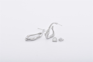 Pendientes de gota de joyería de plata personalizados de gran calidad Pendientes de onda abstracta de moda - Product Image 4