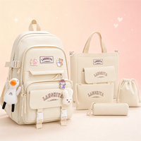 Tas Ransel Nilon 5-in-1 untuk Anak Perempuan, Model Lucu, Ukuran 14 Inci, Tahan Air, Dilengkapi Kompartemen Laptop & Sabuk Bantalan Udara