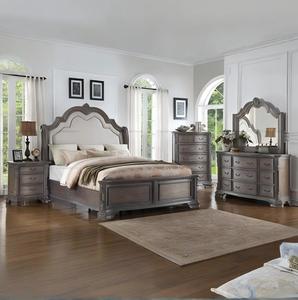 Set <span class=keywords><strong>Camera</strong></span> <span class=keywords><strong>da</strong></span> <span class=keywords><strong>Letto</strong></span> Classico Americano in Legno Grigio Antico con Struttura Tradizionale e Contenitore - Product Image 1
