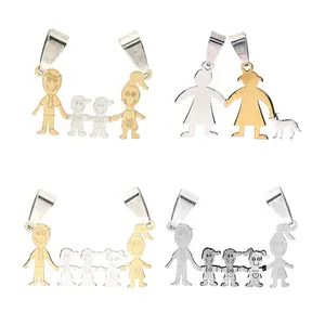 HOYO Stainless Steel Jewelry Glossy Couplespendant Family Series Cartoon Family Pendant