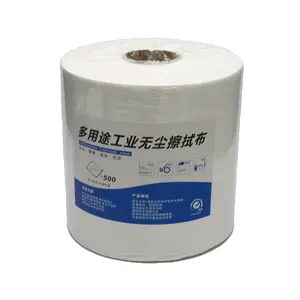 Essuie-glace non tissé de haute qualité 100% rouleau de salle blanche en polypropylène à faible peluches papier de soie sans poussière