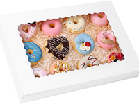 Moretoes 30 boîtes à biscuits rectangulaires en carton 16x11x2,5 pouces avec fenêtre auto-ouvrante pour pâtisseries, tartes, muffins, chocolats enrobés