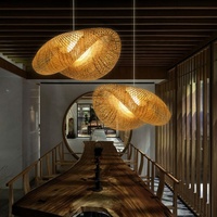 Lustre Moderne en Rotin Fait Main, Suspension Luminaire Tressée en Bambou pour la Décoration de Restaurant, Lampe Suspendue Artisanale