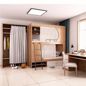 Cama litera cápsula espacial para albergue juvenil, litera doble de madera para albergue juvenil, cama todo incluido para apartamento tipo dormitorio alto y bajo - Product Image 5
