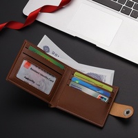 Dompet Pendek Pria Baru dengan Gesper, Desain PU Patchwork Stylish Tanpa Logo, Banyak Slot Kartu, Kantong Koin, Bahan Polyester Chic