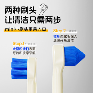 Pet Style - Cepillo de dientes antibacteriano alemán de doble cabezal para perros y gatos, color blanco almendra, paquete de 2 - Product Image 5