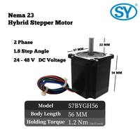 Moteur pas à pas Nema 23 56mm Haute Précision 1.2Nm Couple 1.8 °   Moteur pas à pas hybride bipolaire 24V 48V pour contrôle de mouvement CNC à pas d'angle