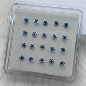 925 Sterling Bạc Màu Xanh Pha Lê Hoa Mũi Đinh tán Và Đồ Trang Sức Cơ Thể Cho Phụ Nữ - Product Image 1