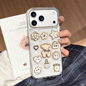 เคสโทรศัพท์มือถือลายการ์ตูนหมีน่ารัก 3 มิติ สำหรับ iPhone 17 Air 16 15 14 Pro Max แบบใส ลายดอกไม้ น่ารัก ประดับลูกปัด ดาว โบว์  ฝาหลัง - Product Image 4