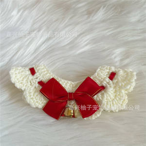 وشاح القط والكلب الصم للكريسماس والشتاء ، منشفة دروول ، طوق غزل الحيوانات الأليفة الصغيرة ، اكسسوارات محبوكة باليد - Product Image 5