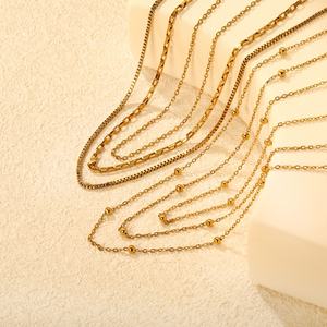 Collar de Acero Inoxidable Chapado en Oro de 18K, Resistente al Deslustre, a la Moda, Impermeable, con Cadena de Tres Capas, Joyería para Mujer - Product Image 1