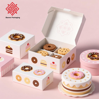 Baoren Grandes Boîtes de Livraison de Gâteaux Tiramisu Doughnut Blanc Transparent Emballage avec Couvercle Cookie Bento Bicky Triangle Box Gâteau 10 Pouces
