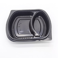 Boîte à lunch en plastique jetable noire, utilisable au micro-ondes, avec une capacité de 0 à 1 L