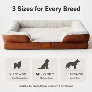 Cama de Lujo Personalizada para Perros, de Terciopelo, Ortopédica, con Espuma de Alta Densidad, Tres Lados Reforzados, Interior Sedoso, OEM, Venta al Por Mayor, Suministro a Granel, Lavable - Product Image 5