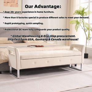 Banc <span class=keywords><strong>de</strong></span> rangement moderne en tissu doux avec accoudoirs, banc d'entrée, ottoman <span class=keywords><strong>de</strong></span> bout <span class=keywords><strong>de</strong></span> lit, coffre pour chambre à coucher, meubles <span class=keywords><strong>de</strong></span> maison - Product Image 4