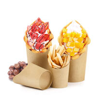 Gobelet d'emballage alimentaire personnalisable blanc pour frites, chips de pommes de terre, gaufres, popcorn avec logo