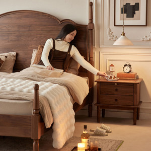 Cadre de lit en bois massif de style colonial américain, noyer et chêne vintage, tailles <span class=keywords><strong>Queen</strong></span> et King, personnalisable, OEM - Product Image 5
