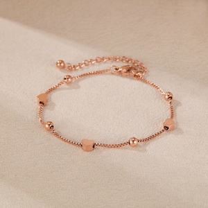 Stainless Steel <b>Love</b> Token <b>Bracelet</b> for Couples Classic Anniversary Trendy Niche Design Gold-Plated Heart Pattern Chain Micro - Product Image 5