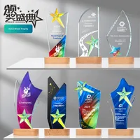 Trophée en cristal écologique personnalisé haut de gamme avec gravure UV – Cadeau d'affaires pour réunion annuelle, employé exceptionnel, départ à la retraite