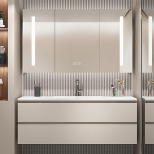 <span class=keywords><strong>Mobile</strong></span> da <span class=keywords><strong>Bagno</strong></span> Sospeso Jerome di Lusso Moderno 40 Pollici in Legno <span class=keywords><strong>con</strong></span> Specchio LED e Lavabo in Ceramica - Product Image 3