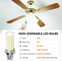 Ampoule LED blanche 3 couleurs changeantes, mini ventilateur à pales, 12W 40W, blanc chaud, AC85-265V, compatible pour usage résidentiel, disponible en rose