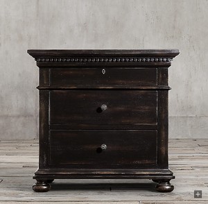 Midcentury Antique <strong>Oak</strong> 3-Drawer Handmade Durable <strong>Bedside</strong> <strong>Table</strong> with Storage for Hotel Bedroom Furniture - Product Image 3
