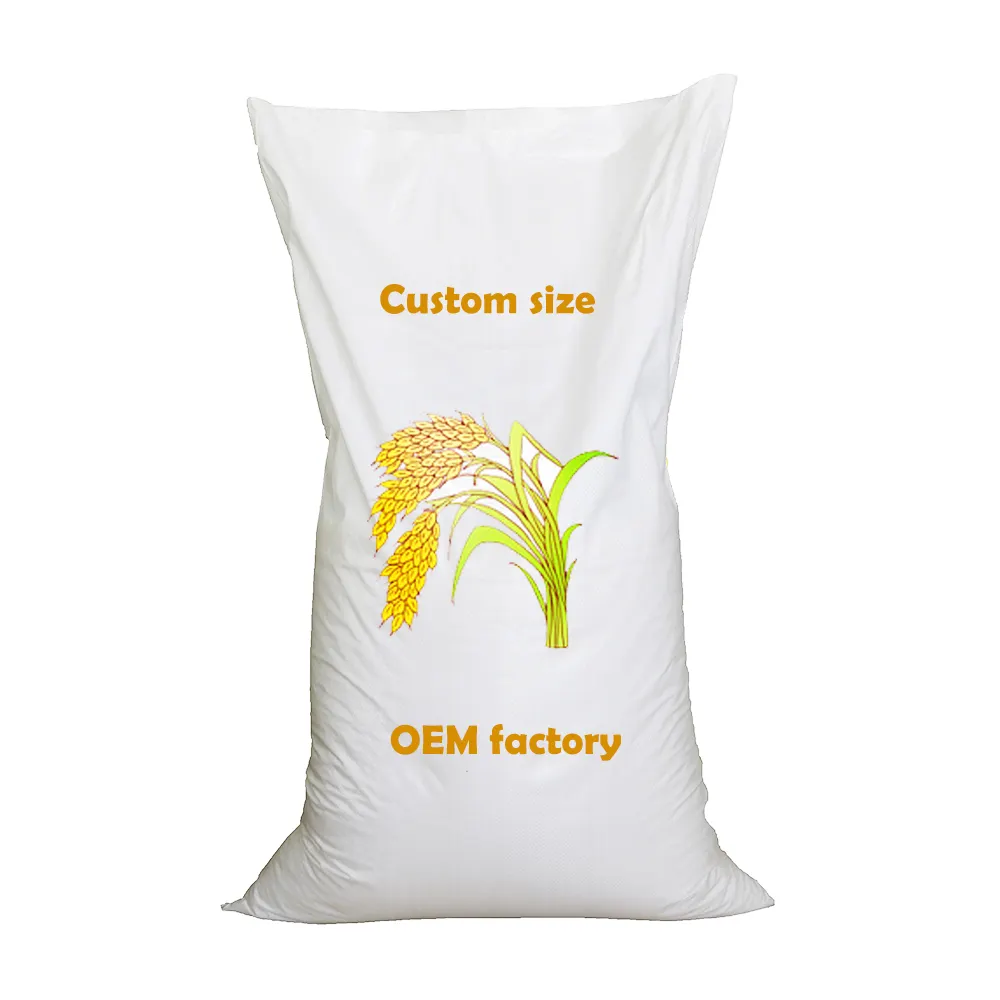 Saco de polipropileno tecido 25 kg 50 kg 100 kg saco pp grão milho farinha açúcar arroz fertilizante saco para embalagem design personalizado