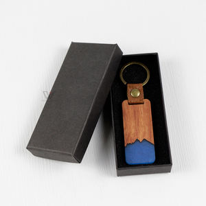 Nouvelle impression en bois résine porte-clés mode sac pendentif époxy bois puce Bracelet porte-clés - Product Image 1
