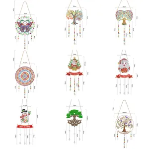 High Quality Diamond Painting Beads String Pendant Butterfly Tree Merry Christmas Crystal Diamond Wind Chime Pendant Hangings