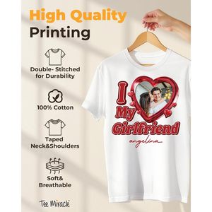 T-shirt personnalisé « I Heart My Girlfriend » avec photo, cadeau de Saint-Valentin personnalisé pour elle, tissu tricoté à manches courtes pour homme - Product Image 3