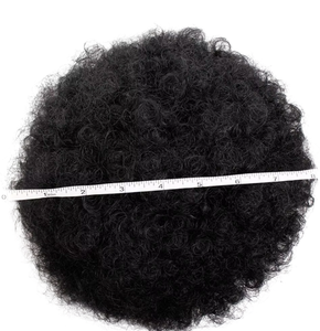 Extension synthétique de queue de cheval bouclée crépue <span class=keywords><strong>avec</strong></span> bande de cordon <span class=keywords><strong>élastique</strong></span> pour chignon de cheveux Chignon Puff Style <span class=keywords><strong>Afro</strong></span> noir naturel - Product Image 1