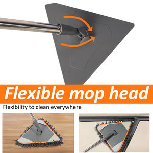 Serpillère triangulaire plate en acier 2025 avec essoreuse intégrée, manche extensible et 6 tampons pour le nettoyage des murs et plafonds - Product Image 3