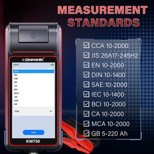 เครื่องทดสอบแบตเตอรี่ CCA SOC SOH หน้าจอสัมผัส <span class=keywords><strong>5</strong></span>.<span class=keywords><strong>5</strong></span> นิ้ว พร้อมเครื่องพิมพ์ KONNWEI KW750 สำหรับแบตเตอรี่รถยนต์ รถจักรยานยนต์ รถบรรทุก เรือ 6/12/24V - Product Image 3