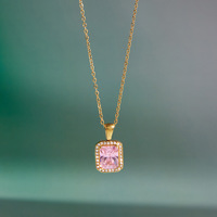 ERESI 2026 Valentijnsdag Gelaagde Grote Roze Zirkoon Hangketting 18K PVD Goud 316L RVS Choker Ketting Sieraden