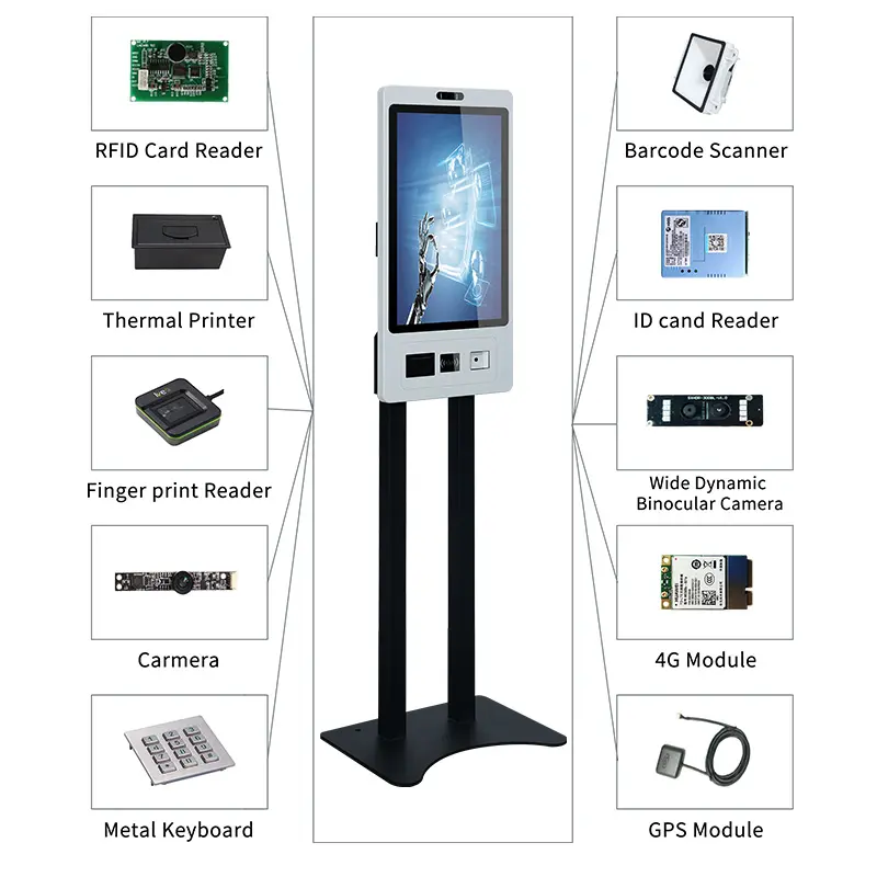 21.5 inch Capacitive touch screen desktop Self Service Kiosk self service android kiosk floor stand ordering kiosk