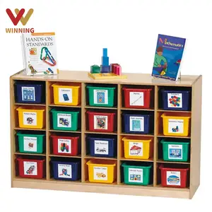 Memenangkan Montessori lemari mainan penyimpanan dengan Organizer untuk taman kanak-kanak Daycare kelas rumah blok penyimpanan kabinet furnitur