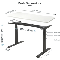 Cadre de bureau électrique à double moteur 120 kg, installation rapide, réglable en hauteur sur 3 niveaux, pour bureau assis-debout, levage rapide 35 mm/s