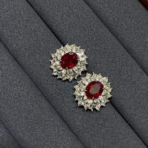 Kultivierter Rubin Gold 925 Silber Damen-Ohrringe Tauben-Hämoglobin Hochwertige Nischen-Halskette Neues Retro Light-Luxury Schmuckset - Product Image 4