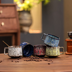 Mug à café en céramique de style vintage avec glaçure réactive créative, idéal pour le thé de l'après-midi, la maison et le bureau - Product Image 2