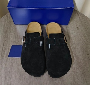 Mules en cuir suédé de vache de qualité supérieure avec soutien de la voûte plantaire et semelle <span class=keywords><strong>orthopédique</strong></span> en liège, chaussures de marche tendance, logo personnalisé, prix de gros - Product Image 3