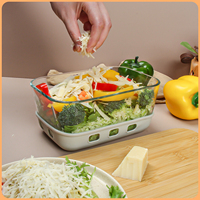 Râpe à légumes multifonctionnelle avec récipient, boîte de conservation alimentaire en verre, coupe-légumes, hachoir à fromage, compatible lave-vaisselle et micro-ondes – Offre Spéciale