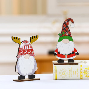 Nuevas decoraciones navideñas transfronterizas: Adorno de escritorio de madera con diseño de anciano sin rostro, decoración navideña DIY. - Product Image 4