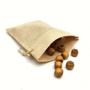 Sac d'emballage personnalisé en toile de jute avec cordon de serrage pour maquillage et parfum, pochette en jute pour bonbons et shopping, avec logo imprimé sur mesure - Product Image 3