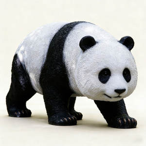 Ensemble de figurines de panda ludiques en fibre de verre durable et résistant aux intempéries pour l'extérieur, idéal pour les espaces familiaux et l'art de la table en plein air. - Product Image 3